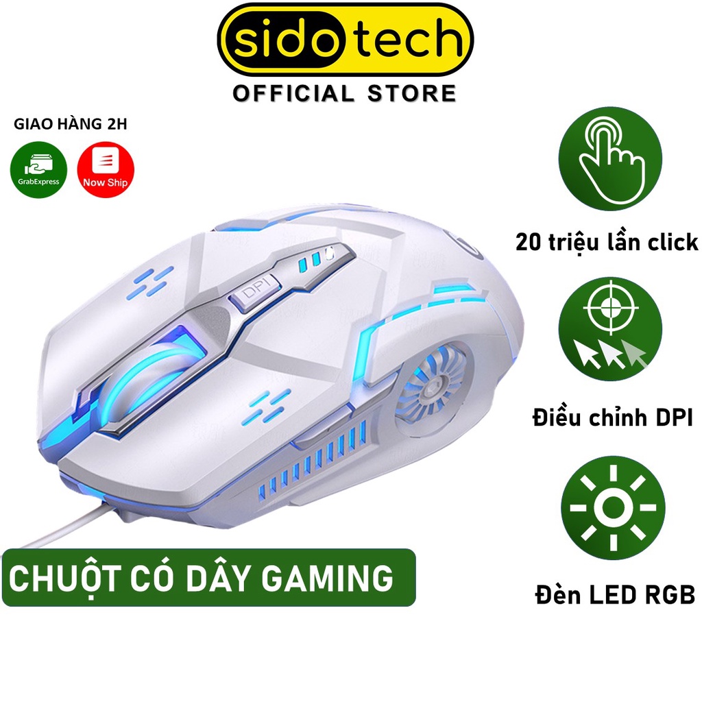 Chuột máy tính gaming có dây SIDOTECH G5 Led Rgb 6 nút bấm DPI 3200 tuổi thọ cao cho game thủ văn phòng