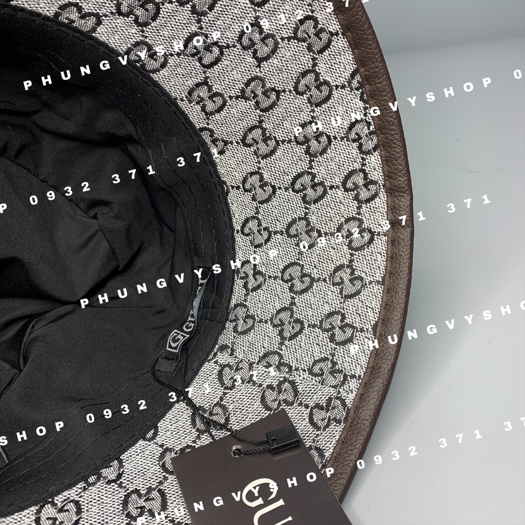 Mũ bucket GG DỆT VIỀN DA- nón tai bèo vành unisex