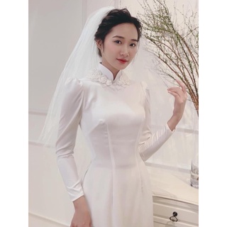 Áo dài tay phồng cưới hỏi tết