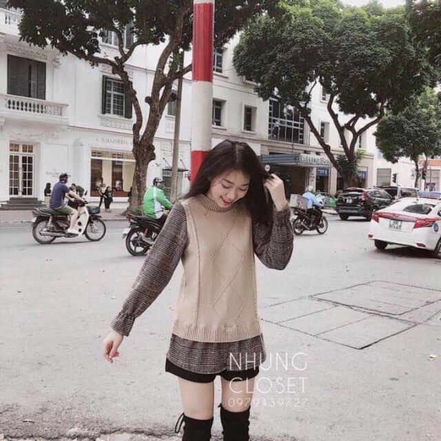 Áo len phối sơmi len dạ hàng L1 Quảng Châu