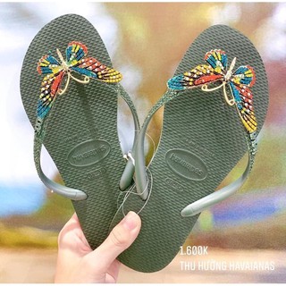 Dép havaianas kim tuyến rêu mix charm