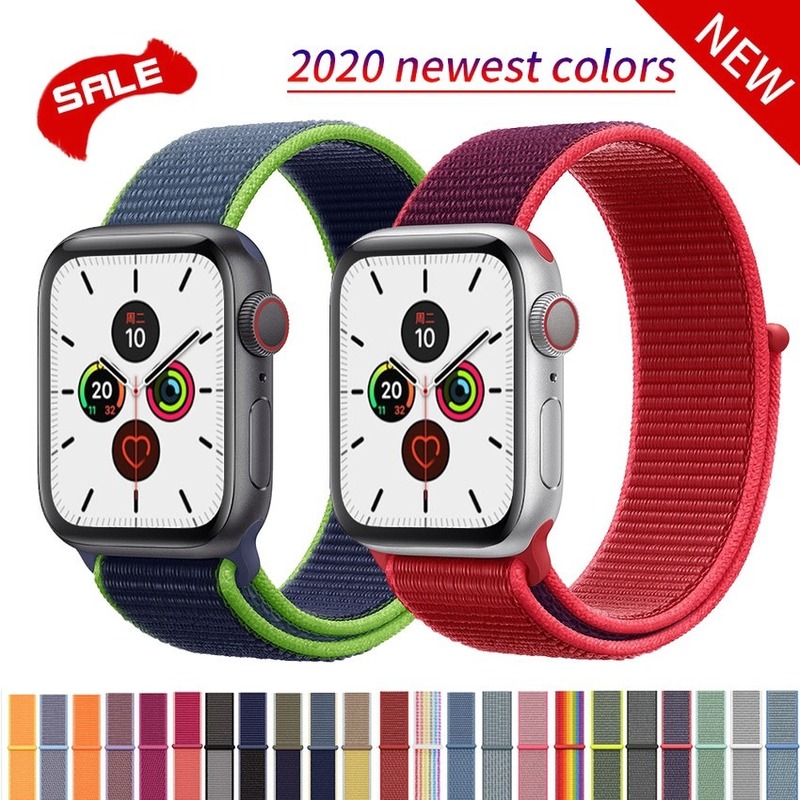 Dây đeo đồng hồ bằng nylon thích hợp cho Apple Watch 44mm 40mm 42mm 38mm iWatch Series 6 SE 5 4