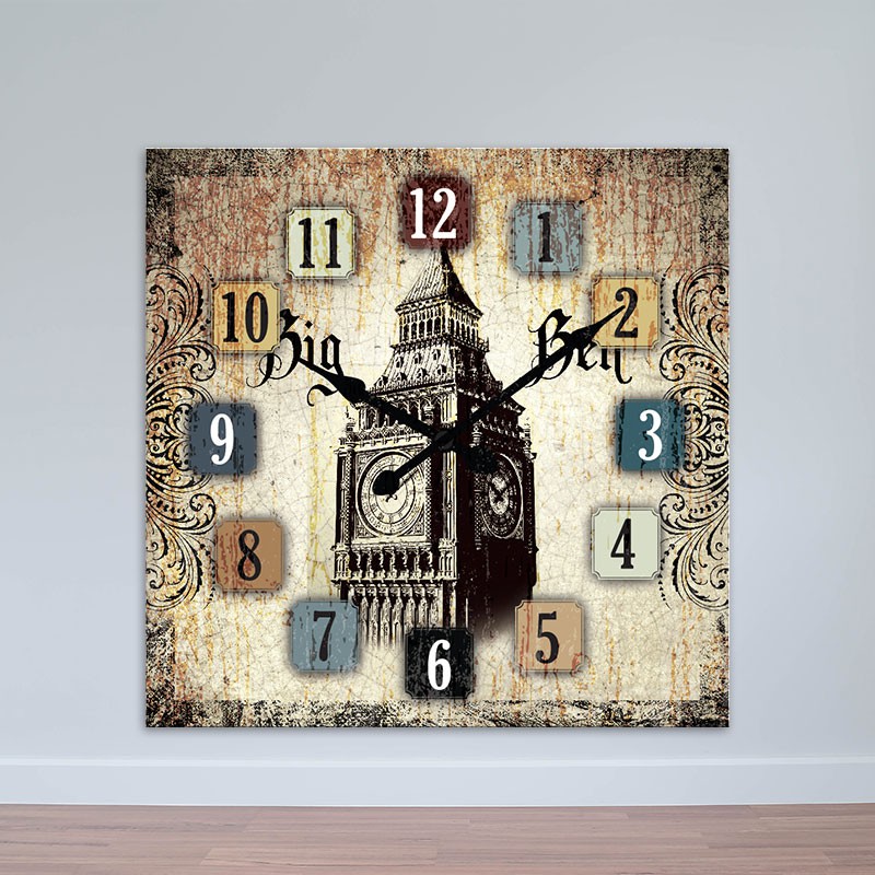 Đồng hồ Big Ben cổ điển, gỗ ép,- W1611