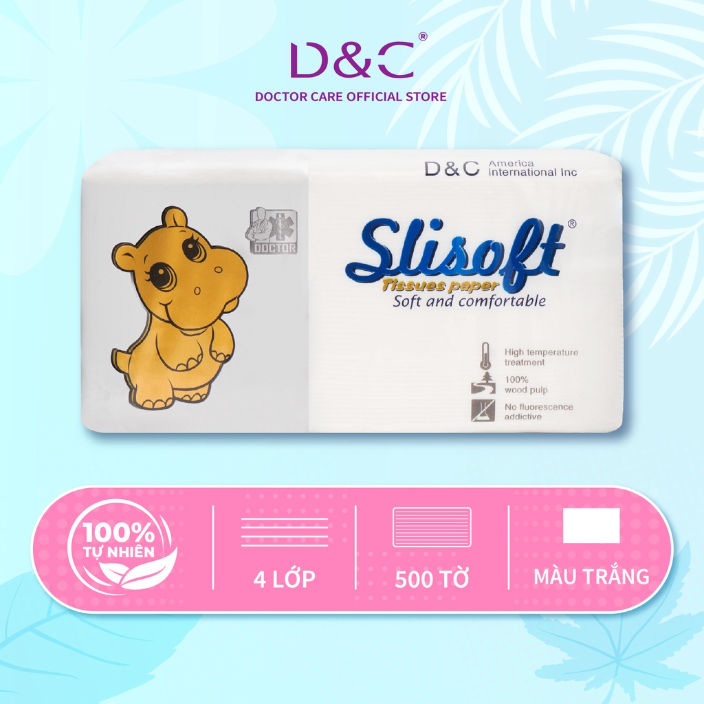 Giấy ăn Slisoft trắng tự nhiên đa năng thân thiện môi trường không chất tẩy trắng an toàn cho cả gia đình