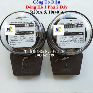 Công Tơ (Đồng Hồ) Điện 1 Pha 2 Dây - GELEX EMIC 5(20A) Loại Có Giấy Kiểm Định