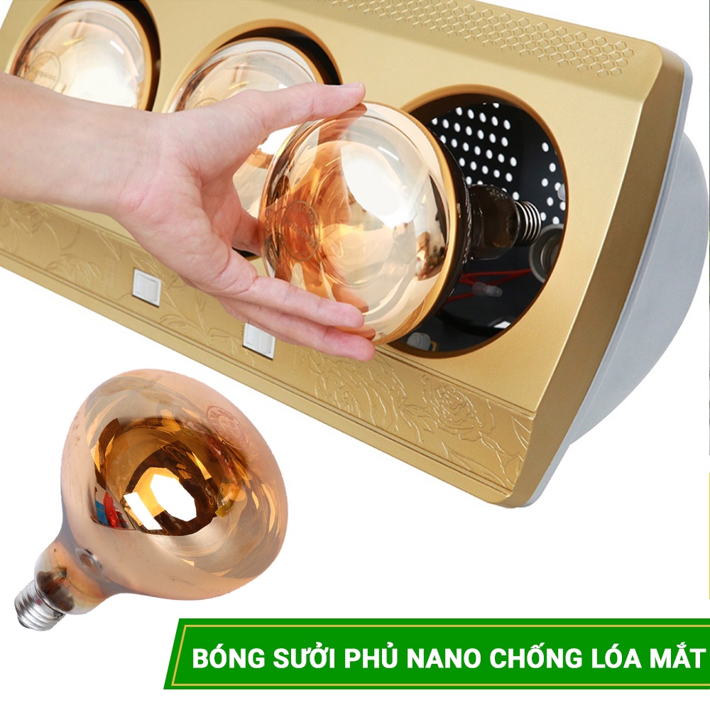 Đèn sưởi nhà tắm LABI VN LB080 cao cấp tiết kiệm điện, bóng đề phủ nano không gây chói mắt