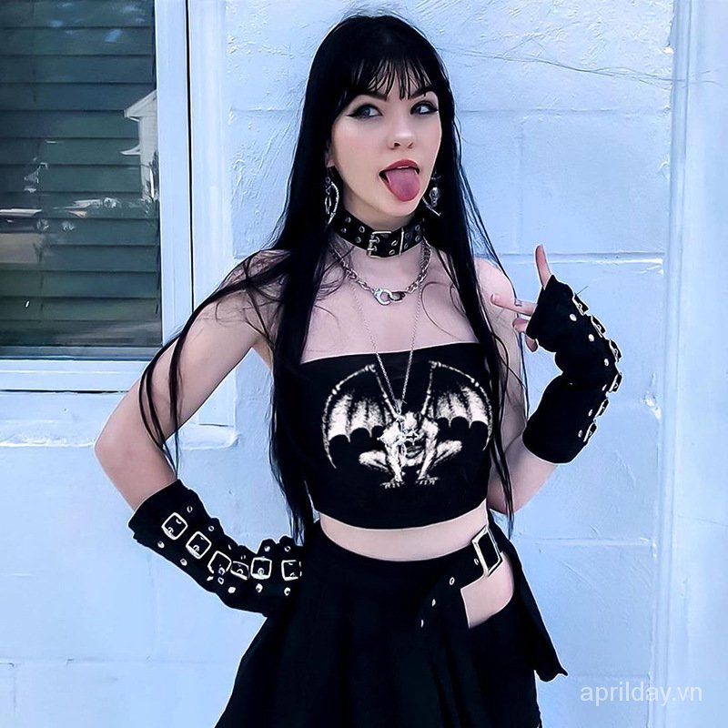 Áo hở lưng mỏng kiểu ống phong cách Punk cho nữ | BigBuy360 - bigbuy360.vn