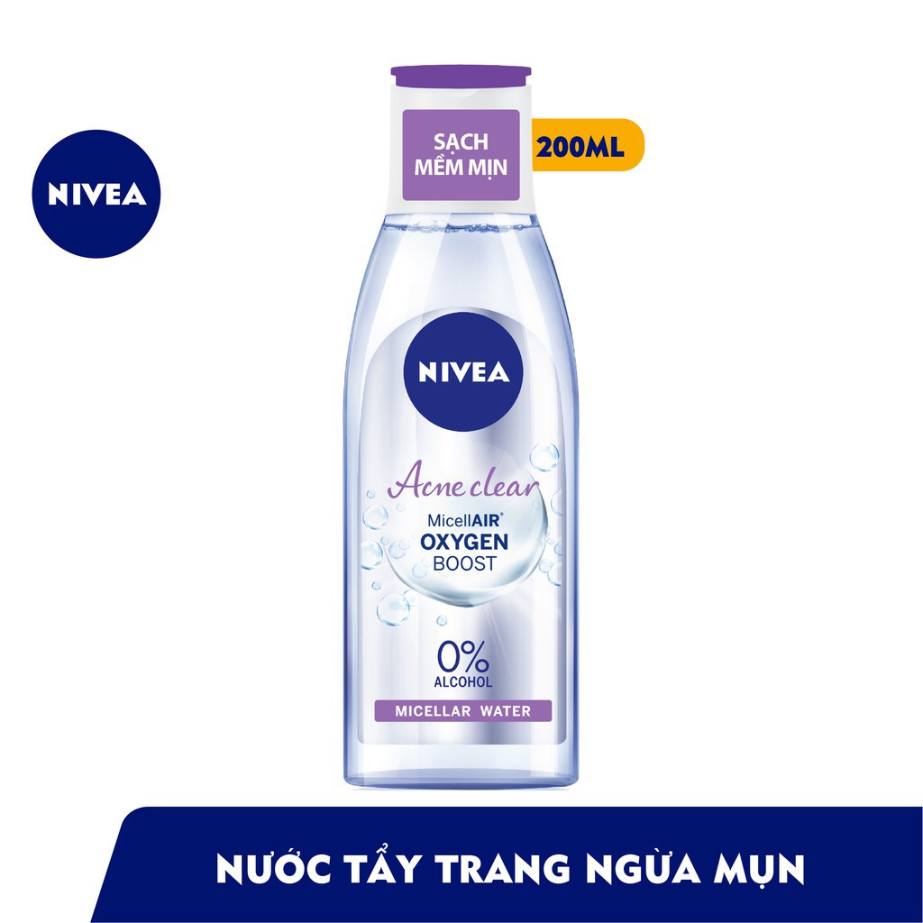 [Mã COSGLORIAT4 -8% đơn 250K] Nước Tẩy Trang Nivea Cho Da Mụn Acne Care Makeup Clear Micellar Water 200ml - 89271