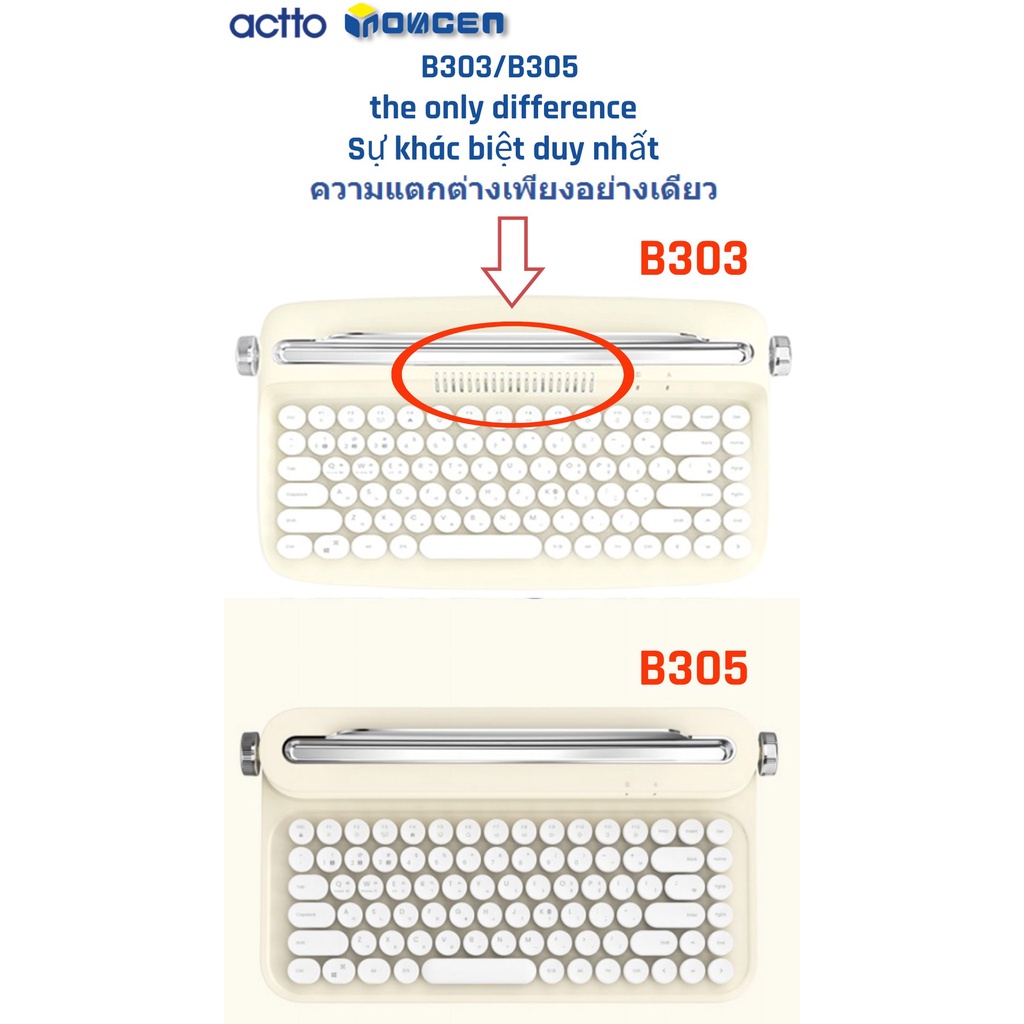 Bàn Phím Không Dây INOVAGEN ACTTO B303/B305  Bluetooth 5.0 Typewriter Với Giá Đỡ Tích Hợp Cho Điện Thoại Android/Windows/IOS