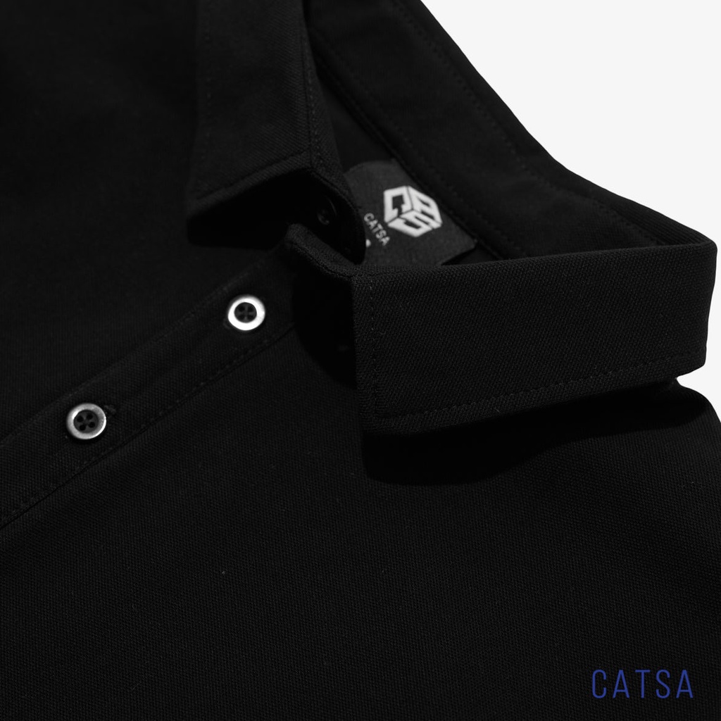 Áo thun polo nam đen in CONNECT vải thun Cotton thoáng mát, kháng khuẩn CATSA ATP257