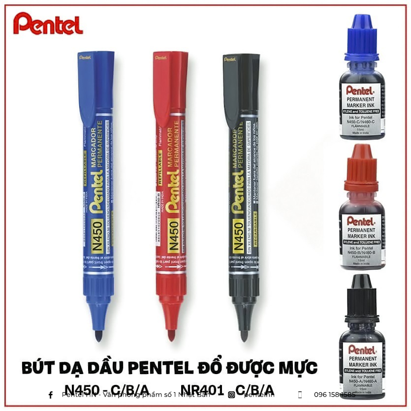 Mực Bút Dạ Dầu Pentel NR401 Thay Thế Cho Bút Dạ Bảng Pentel N450