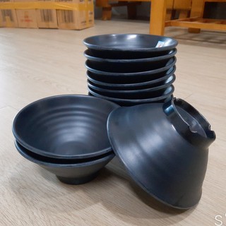 Tô Nhựa Melamine Đựng Bún Phở Đen Nhám -Tox18