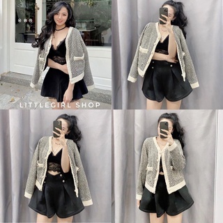Áo khoác dạ khuy phối 2 túi viền siêu xinh