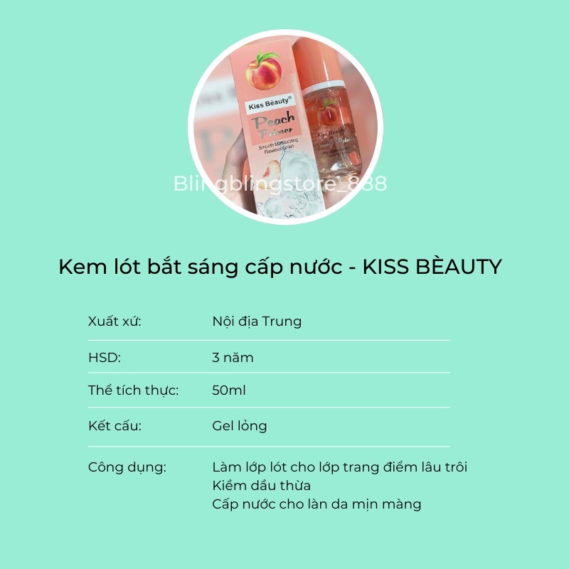 Kem Lót Cấp Nước Kiềm Dầu Đào Kiss Beauty | BigBuy360 - bigbuy360.vn