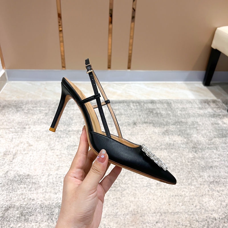 XIELUAIZTA Giày Sandal Cao Gót Nữ Mũi Nhọn Đính Đá Thời Trang Cho