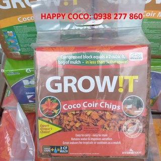 Xơ dừa miếng đóng kiện - GROW!T Coco Coir Chips - Hàng xuất khẩu Châu Âu, Mỹ, Canada - Giá thể trồng cây GROW !T