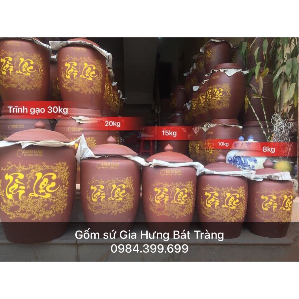 Hũ đựng gạo gốm Bát Tràng 15kg