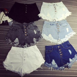 Xj-quần Short denim Rách Một Hàng Nút Thời Trang Phong Cách Mới