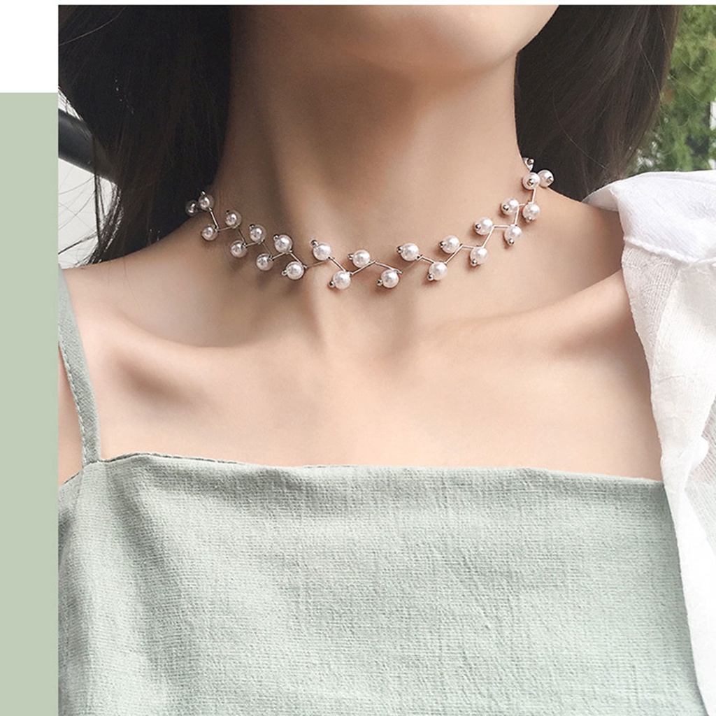 Vòng Cổ Choker Đính Ngọc Trai Đơn Giản Thời Trang Cho Nữ