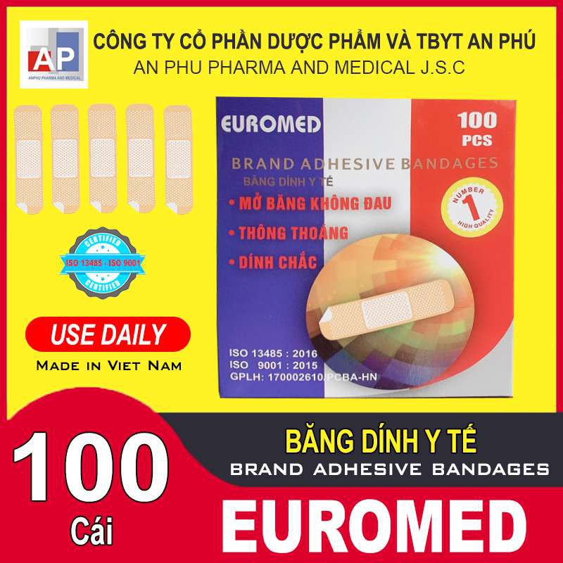 Băng Dính Cá Nhân EUROMED 100 Miếng (Sẵn số lượng)