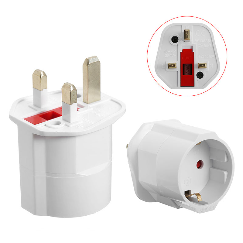 Adapter Chuyển Đổi Châu Âu 2 Pin Sang Uk 3 Chấu Eu Schuko Du Lịch