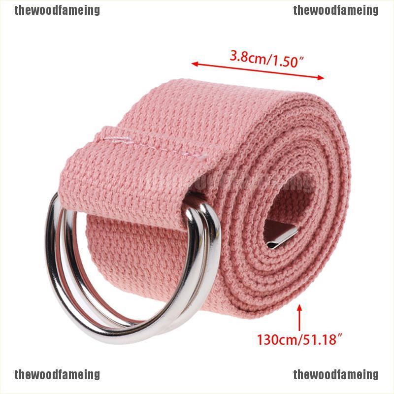 (meing)Unisex Casual Double D-Rings Nylon Canvas Stripes Buckle Waistband Outdoor Belts #9
