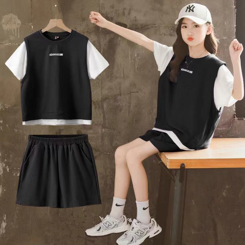 Set Đồ Thể Thao Gồm Quần Short + Áo Tay Ngắn Dáng Rộng Thời Trang Mùa Hè Dành Cho Bé Gái Từ 1 Đến 2 Đến 3-4 - 5-6 Đến 6 Đến 8 Đến 9-10 Đến 11 Đến 12-13 Tuổi