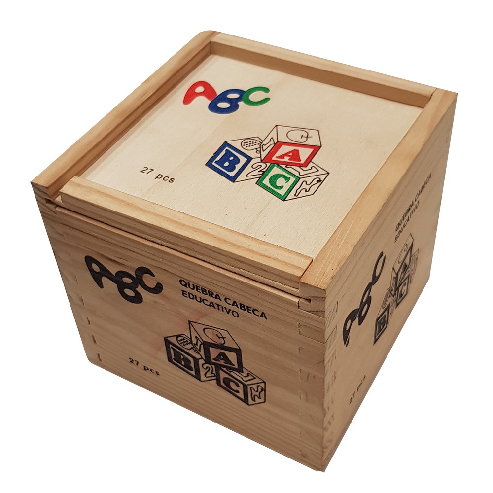 Đồ chơi thông minh hộp chữ cái 27 chi tiết bằng gỗ đẹp cho bé (kích thước 11x11x11cm)