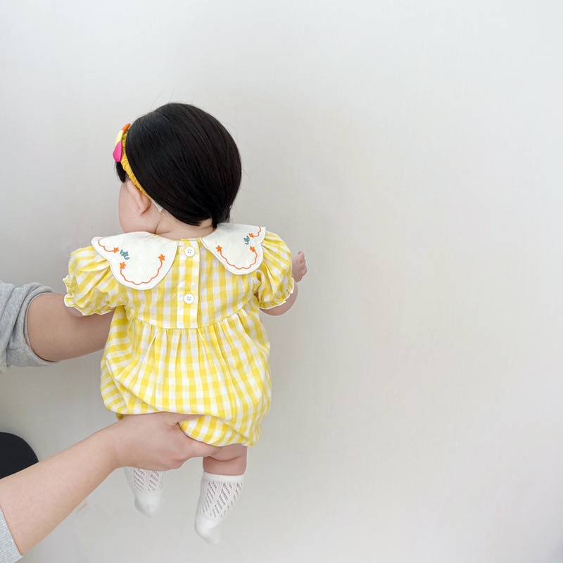 Áo Thun Tay Ngắn Cổ Cánh Hoa Dễ Thương Phong Cách Hàn Quốc Thời Trang Mùa Hè Cho Bé Gái