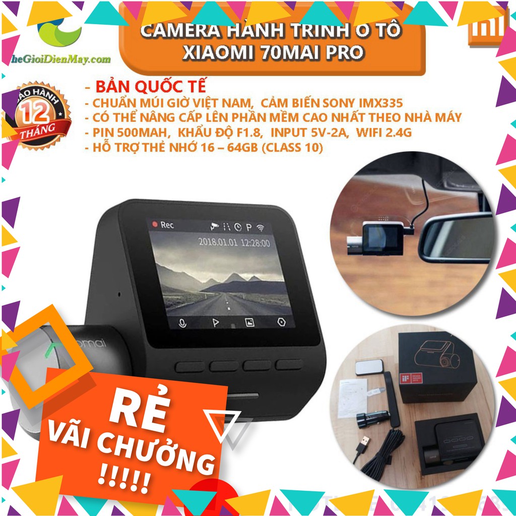 [SALE] [Bản quốc tế] Camera hành trình ô tô XIAOMI 70MAI Pro - Bảo hành 12 tháng - Shop Thế Giới Điện Máy .