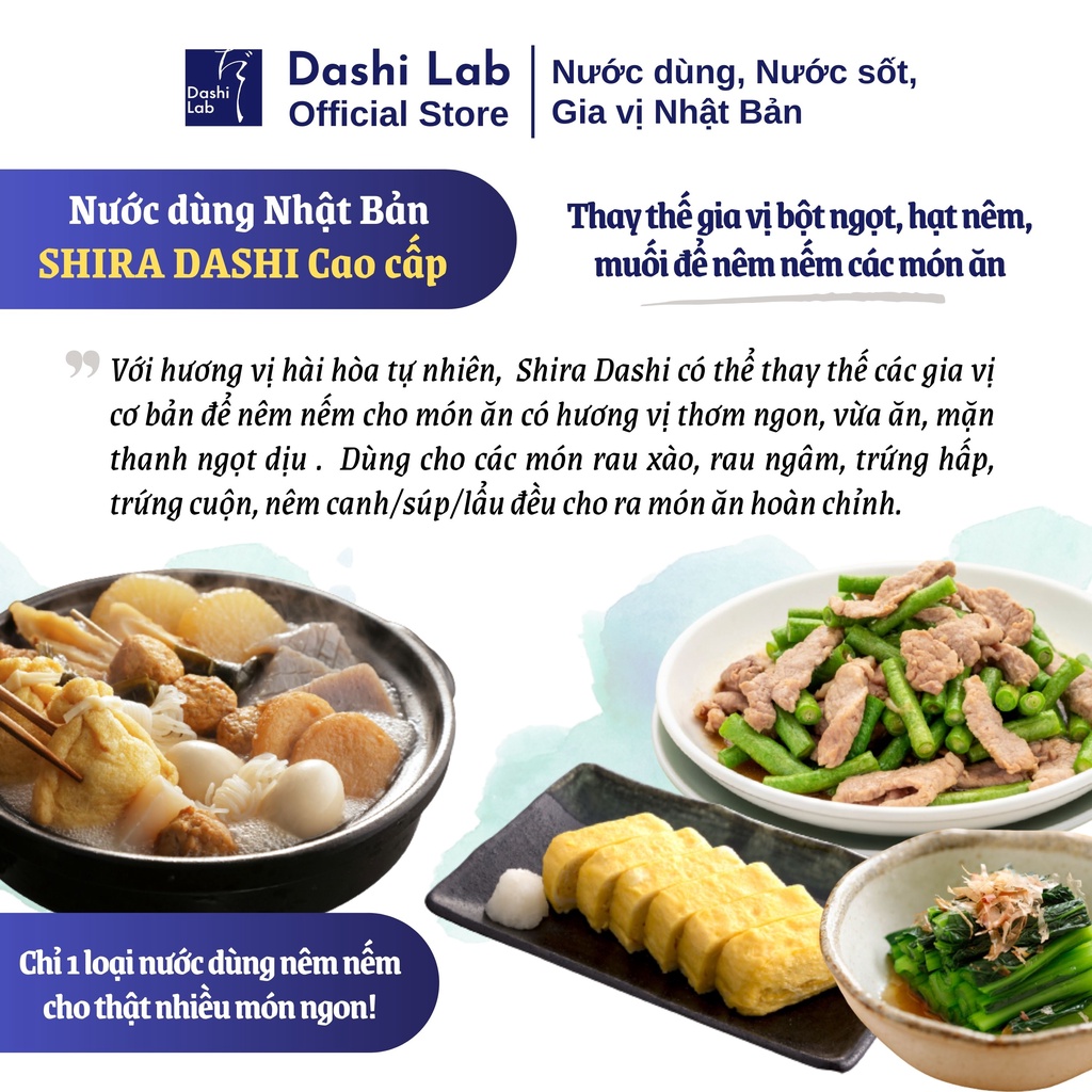 Nước Dùng Nhật Bản SHIRA DASHI Cao Cấp Hương Vị Thanh Ngọt Tự Nhiên Từ Tảo Bẹ Và Các Loại Cá Biển DASHI LAB Gói 80g