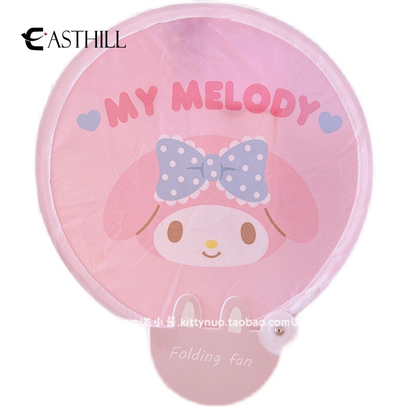 Quạt Bỏ Túi Hình Tròn In Hình Cinnamoroll Melody Kuromi Đáng Yêu