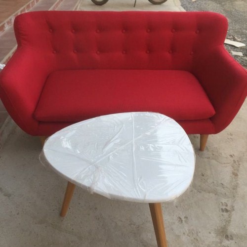 Bàn Sofa Trắng Chân Gỗ Quả Xoài