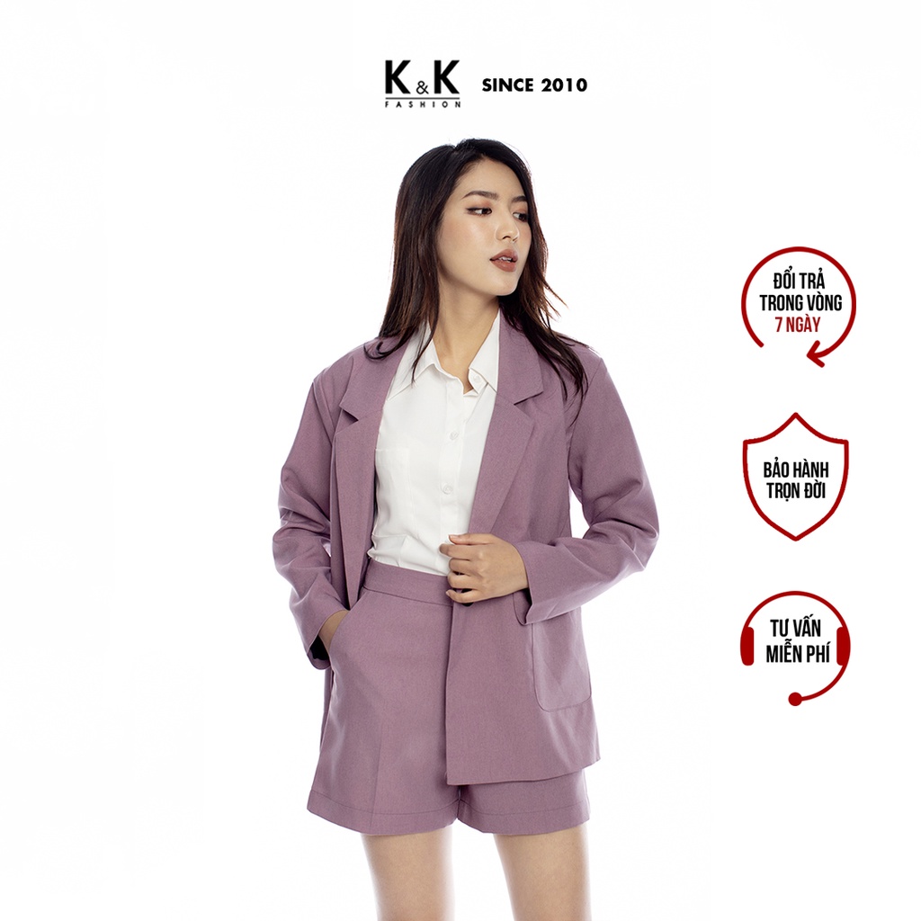 [Mã KKFAK30 giảm 20% tối đa 30K đơn 299K] Áo Khoác Blazer Nữ K&K Fashion AK10-10 Màu Tím Tay Dài