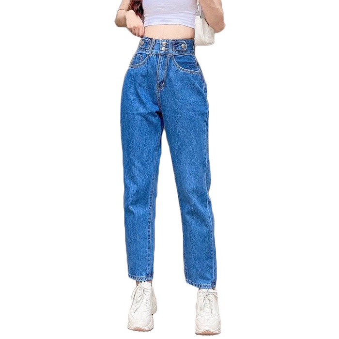 Quần baggy jean nữ lưng cao,phối túi nắp thời trang, có nhiều màu , LB1990 JL JohnsonLi