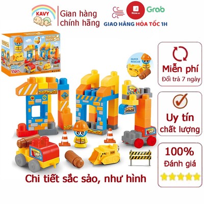 Đồ chơi lắp ráp xây dựng thành phố gồm 55 chi tiết giúp bé sáng tạo thực hành- KAVY