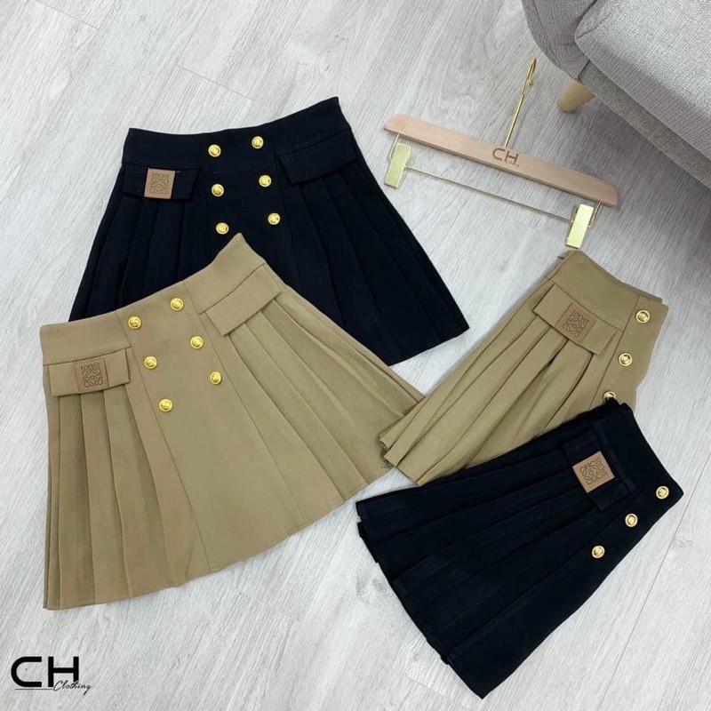 [ Mã WASTRUN4 giảm 10% tối đa 30K đơn 99K] Chân váy dạ xếp ly xòe túi nắp, Chân váy dạ cạp cao CV2013 - NhiNhi Shop