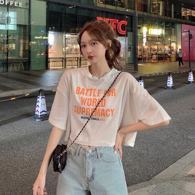 Áo Ulzzang FREESHIP Áo Croptop Form Rộng Ulzzang [áo croptop