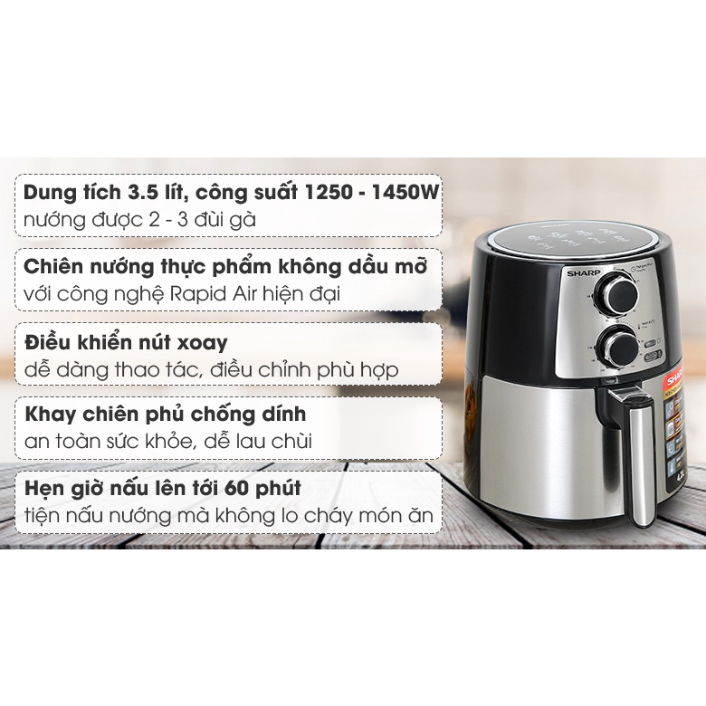 Nồi chiên không dầu Sharp KF-AF42MV-ST 3.5 lít
