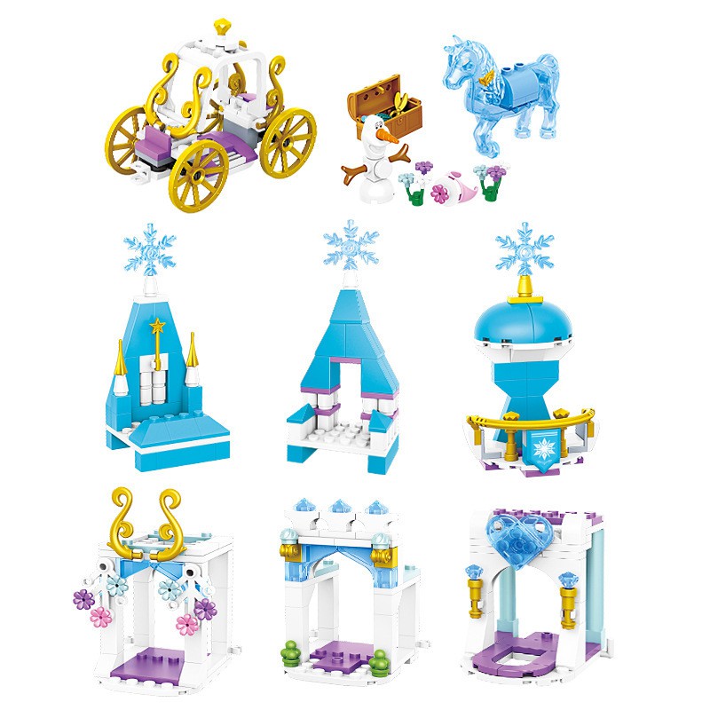 Đồ chơi Lego công chúa Elsa và thành phố băng giá 334 chi tiết 8 lâu đài băng 2 nhân vật QT10
