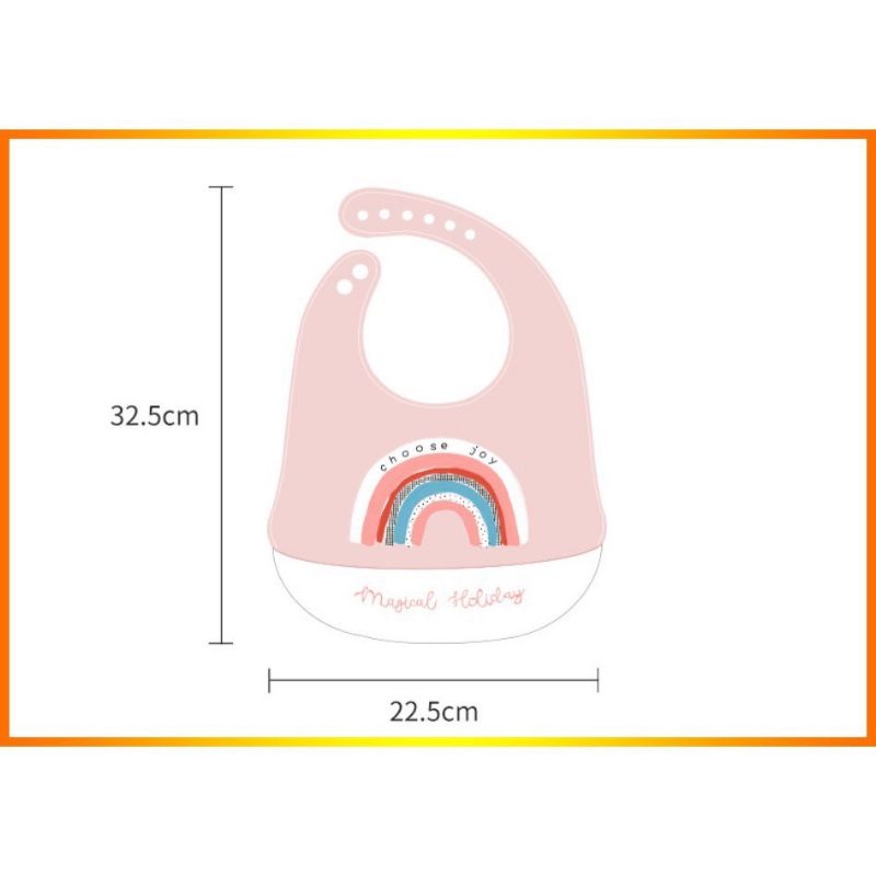 Yếm ăn dặm silicon 3D có máng hứng siêm mềm không bám bẩn