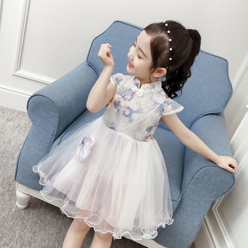 Đầm Sườn Xám Công Chúa Vải Gạc Siêu Nữ Tính Thời Trang Mùa Hè Mới Cho Bé Gái