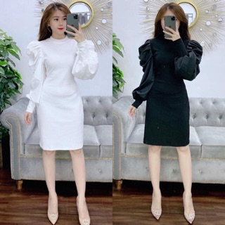[ MUA 2 TẶNG 1] ĐẦM BODY TAY PHỒNG NHÚN