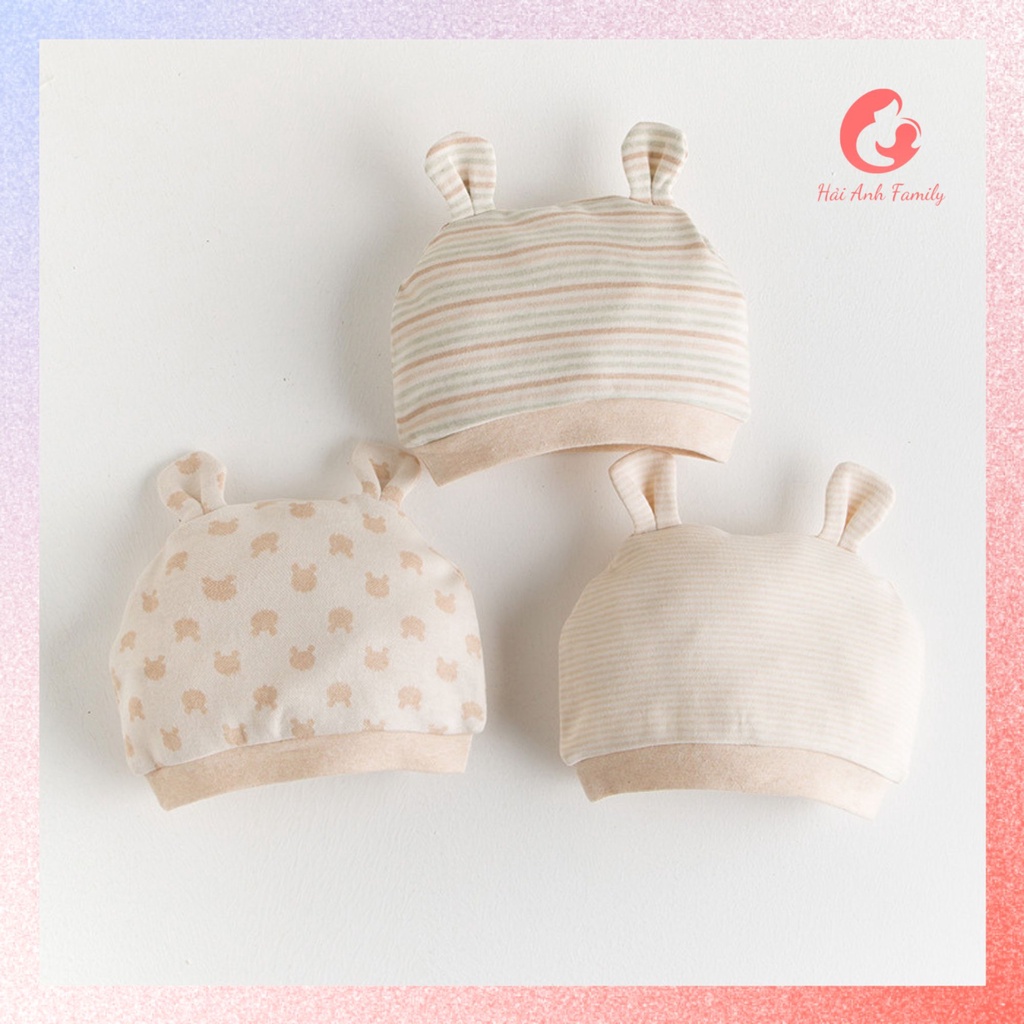 Mũ che thóp cho bé sơ sinh, mũ cotton hữu cơ tự nhiên giữ ấm đầu