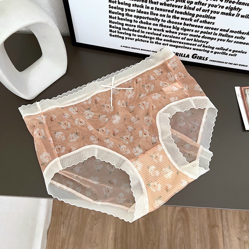 Quần Lót Nữ Ren Lưới Họa Tiết Hoa Nhí Dễ Thương 3392