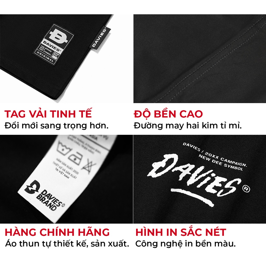 Áo phông nam nữ form rộng tay lỡ màu đen tee local brand Grunge DAVIES |D25-T2