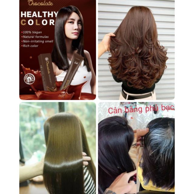 MÀU SIÊU HÓT THUỐC NHUỘM CÂN BẰNG & PHỦ BẠC CHOCOLATE HT CAO CẤP HÀN QUỐC.chỉ 1 tip màu duy nhất,chải từ chân đến ngọn.