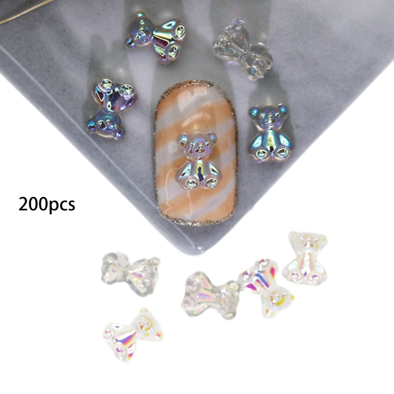 Set 200 Phụ Kiện Trang Trí Móng Tay Nghệ Thuật Hình Gấu Gummy Dễ Thương