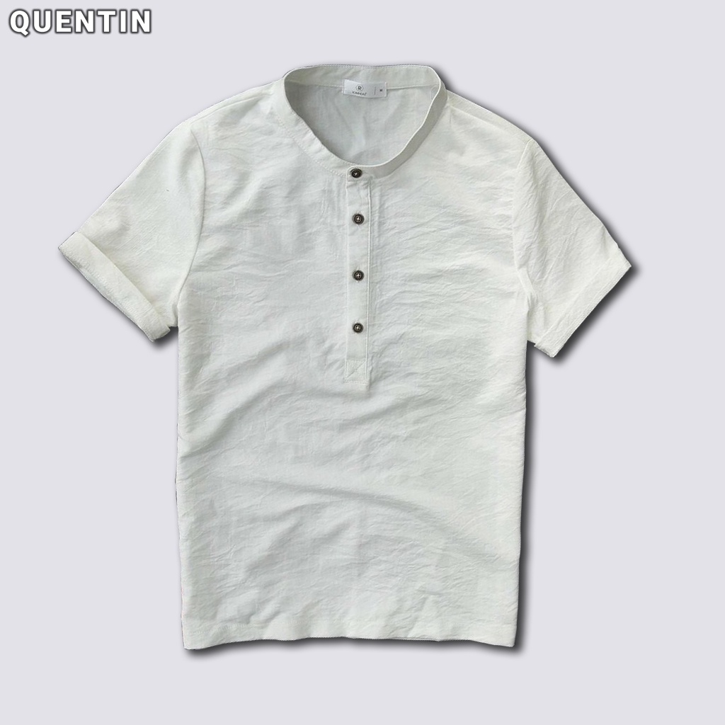 Áo sơ mi đũi nam cổ tàu cộc tay kiểu Hàn Quốc Quentin AD63 | BigBuy360 - bigbuy360.vn