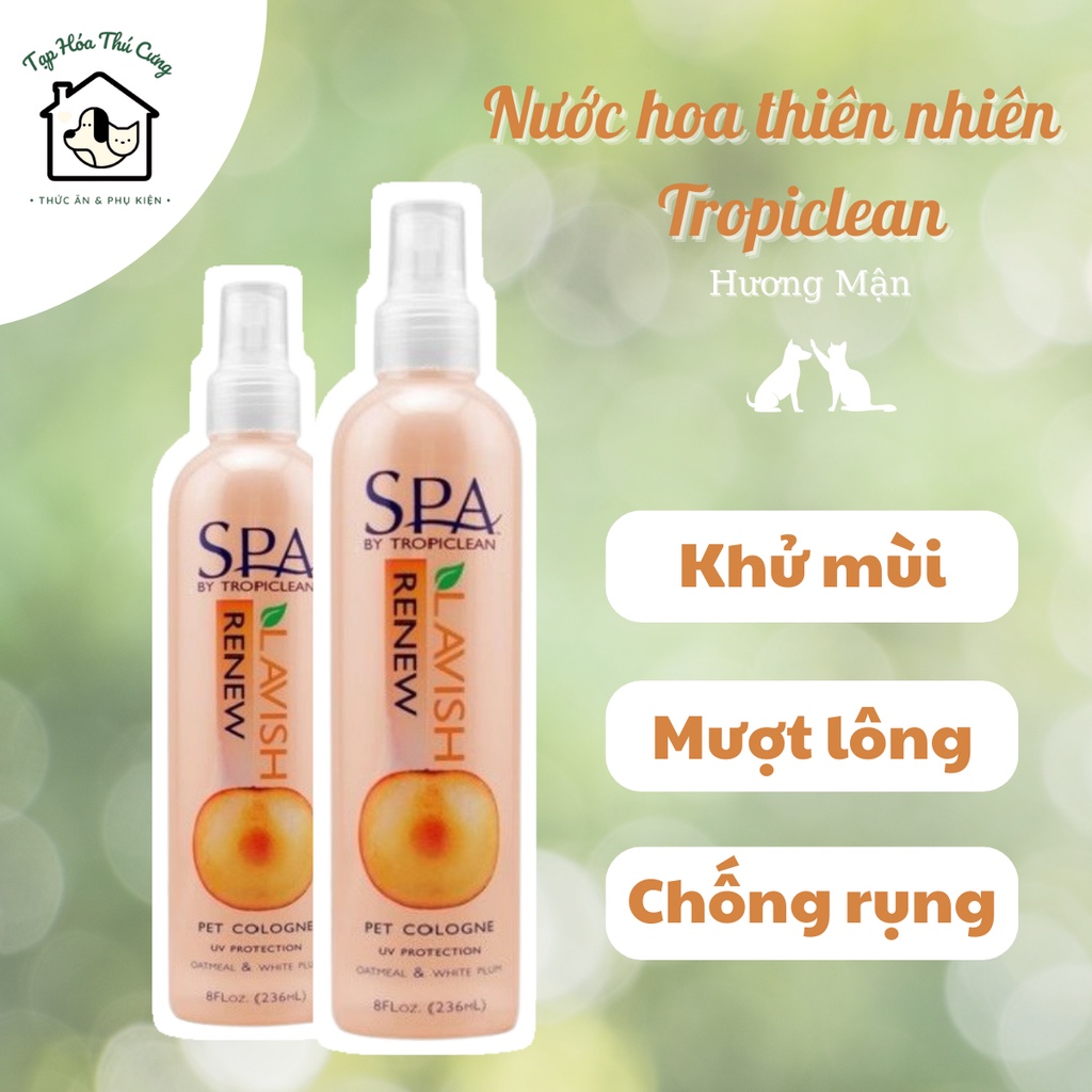 Xịt Dưỡng Lông Tropiclean Hương Mận Trắng- Spa Renew Cologne